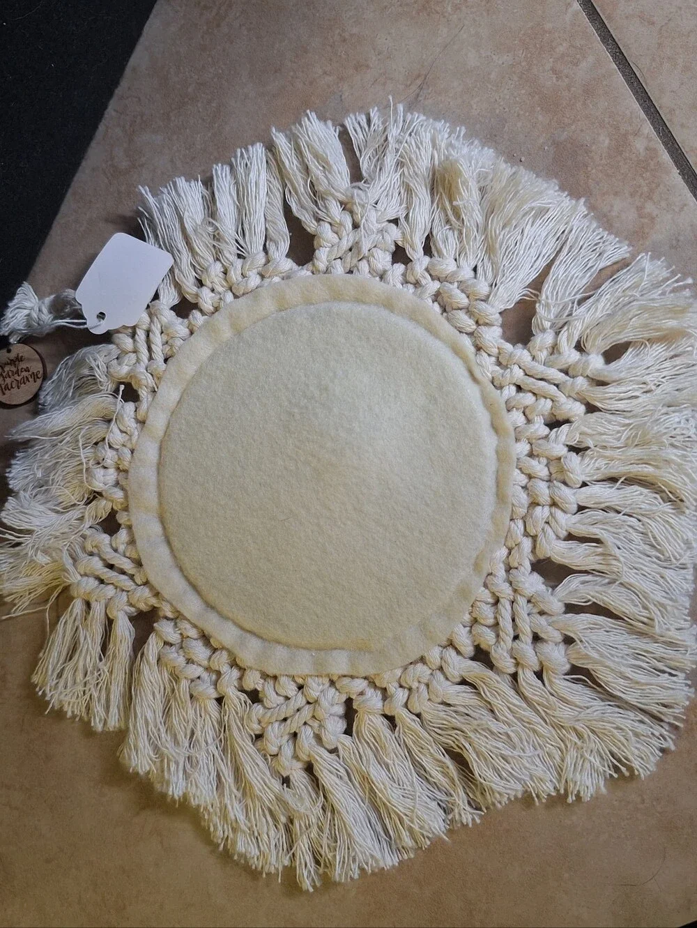 Macrame Wall Mirror Natural Handmade Fringe 10.5